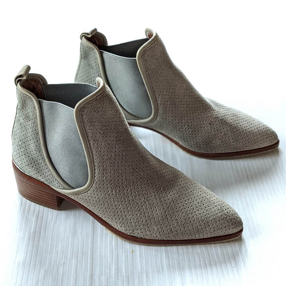 DONALD J PLINER Diaz gray perforated suede Chelsea Ankle Booties - Picture 1 of 12